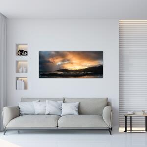 Slika - plaža s oblačnim nebom (120x50 cm)