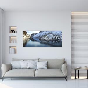 Slika - zimski krajolik s jezerom (120x50 cm)