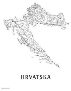 Karta Hrvatska black & white