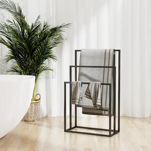 VidaXL Samostojeći stalak za ručnike crni 48 x 24 x 79 cm željezni