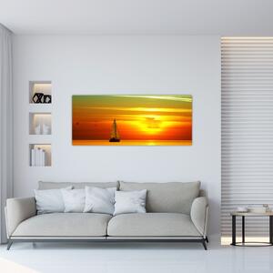 Slika zalaska sunca s jahtom (120x50 cm)
