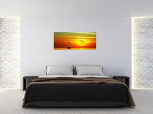 Slika zalaska sunca s jahtom (120x50 cm)
