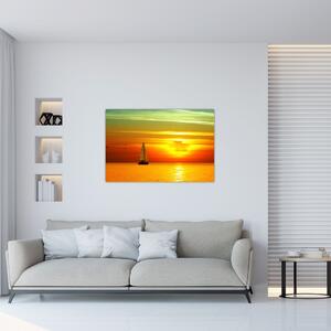 Slika zalaska sunca s jahtom (90x60 cm)