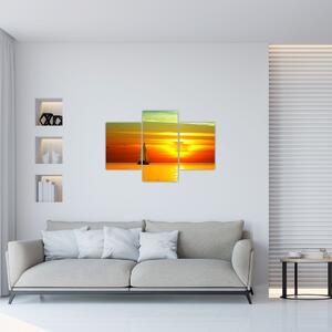Slika zalaska sunca s jahtom (90x60 cm)