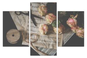 Slika glazbenih nota i ruža (90x60 cm)
