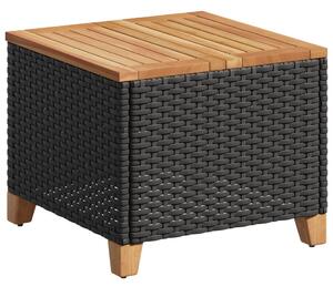 VidaXL Vrtni stol crni 45 x 45 x 37 cm od poliratana i bagremovog drva