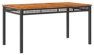 VidaXL Vrtni stol crni 140 x 80 x 75 cm od poliratana i drva bagrema