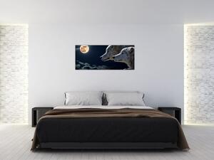 Slika vukova koji zavijaju na mjesec (120x50 cm)