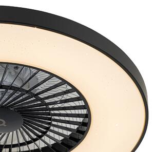 Pametni stropni ventilator crne boje sa zvjezdastim efektom prigušivanja - Climo