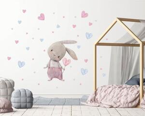 Zidna naljepnica slatki zeko sa srcima 83 x 70 cm