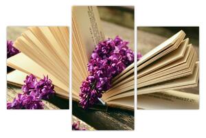 Slika knjige i ljubičastog cvijeća (90x60 cm)