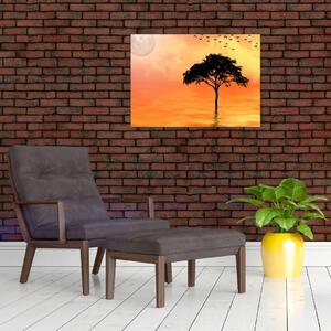 Slika drveta pri zalasku sunca (70x50 cm)