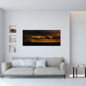 Slika jedrilice pri zalasku sunca (120x50 cm)