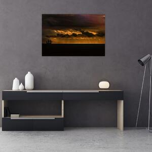 Slika jedrilice pri zalasku sunca (90x60 cm)
