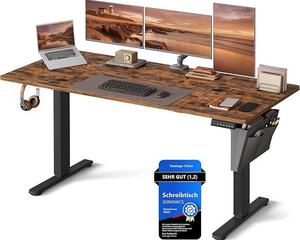Električni radni stol podesive visine, 70 x 160 x 72–120 cm, smeđe-crni | SONGMICS
