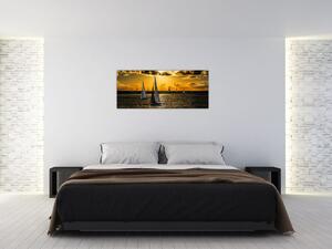 Slika jahte u zalasku sunca (120x50 cm)