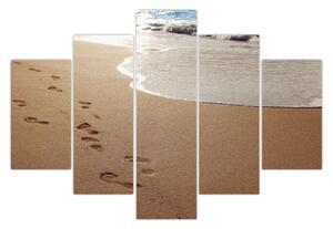 Slika - otisci stopala u pijesku i more (150x105 cm)