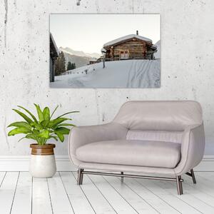 Slika - planinarska koliba u snijegu (90x60 cm)