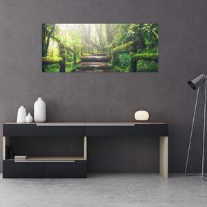 Slika - drvene stepenice u šumi (120x50 cm)