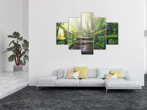 Slika - drvene stepenice u šumi (150x105 cm)