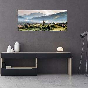Slika - selo u magli (120x50 cm)
