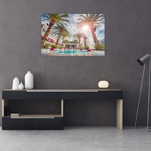 Slika - palme s bazenom (90x60 cm)