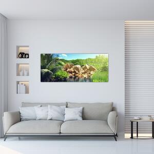 Slika jezera u džungli Sejšela (120x50 cm)