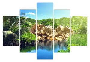 Slika jezera u džungli Sejšela (150x105 cm)