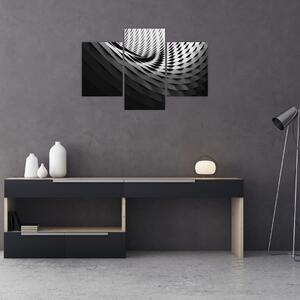 Apstraktna slika - crno-bijela spirala (90x60 cm)