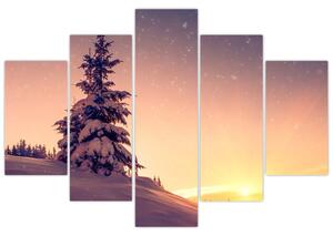 Slika snježnog stabla na livadi (150x105 cm)