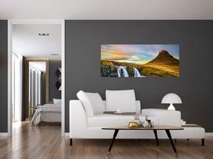 Slika planina i slapova na Islandu (120x50 cm)