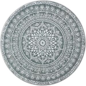Okrugli tepih, vanjski tepih, boho, promjer 160 cm, periv, antracitno siva