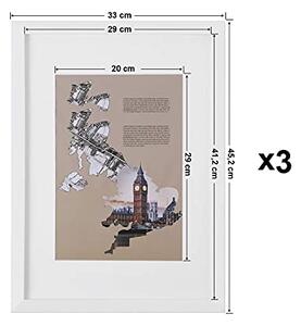 Set okvira za slike, 3 komada, za A3 format, bez držača, bijeli