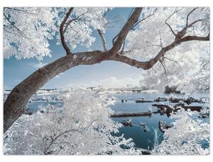 Slika snježnog stabla uz vodu (70x50 cm)