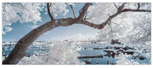Slika snježnog stabla uz vodu (120x50 cm)