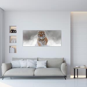Slika tigra koji trči u snijegu (120x50 cm)