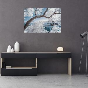 Slika snježnog stabla uz vodu (90x60 cm)
