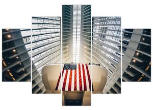 Slika zgrade s američkom zastavom (150x105 cm)