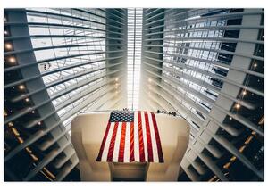 Slika zgrade s američkom zastavom (90x60 cm)