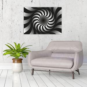 Apstraktna slika crno-bijele spirale (70x50 cm)