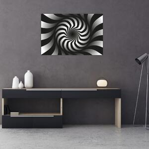Apstraktna slika crno-bijele spirale (90x60 cm)