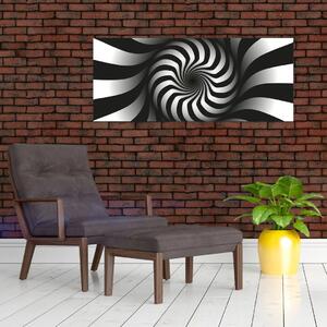Apstraktna slika crno-bijele spirale (120x50 cm)