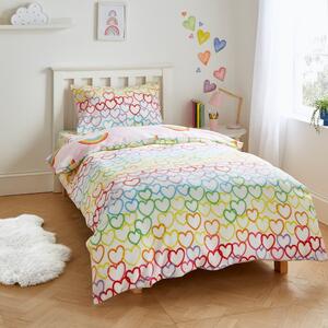 Flanelska dječja posteljina za dječji krevetić 120x150 cm Rainbow Hearts – Catherine Lansfield