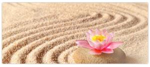 Slika kamena s cvijetom na pijesku (120x50 cm)