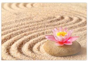 Slika kamena s cvijetom na pijesku (90x60 cm)