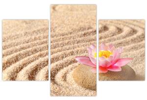 Slika kamena s cvijetom na pijesku (90x60 cm)