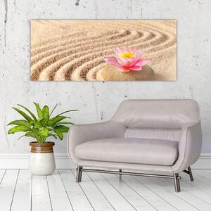 Slika kamena s cvijetom na pijesku (120x50 cm)