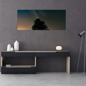 Slika noćnog neba s drvećem (120x50 cm)