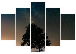 Slika noćnog neba s drvećem (150x105 cm)