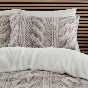 Bež posteljina za bračni krevet od mikropliša 200x200 cm Cable Knit – Catherine Lansfield